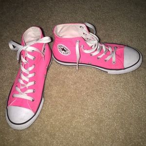 Neon Pink High Top Converse